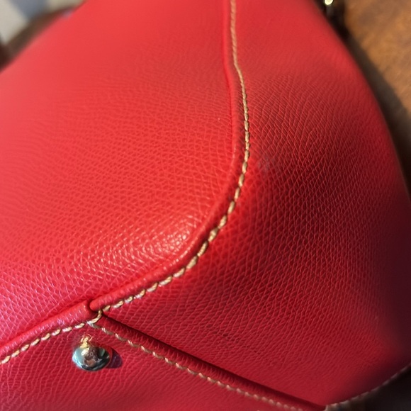 Dooney Bourke  Dome top Satchel  crossbody bag  Leather  flag red/ brown  NWOT - Picture 12 of 17